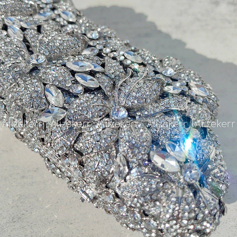 Alizekerr Multicolour Diamond Evening Clutch Bags Women 2025 Classy Boutique Rhinestone Flower Purses And Handbags Wedding Party