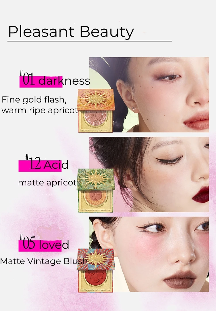 Girlcult Emotional Blush Cream Highlighter Trim Bliss Blue and Purple Blush Button Women Face Makeup Cosmetic