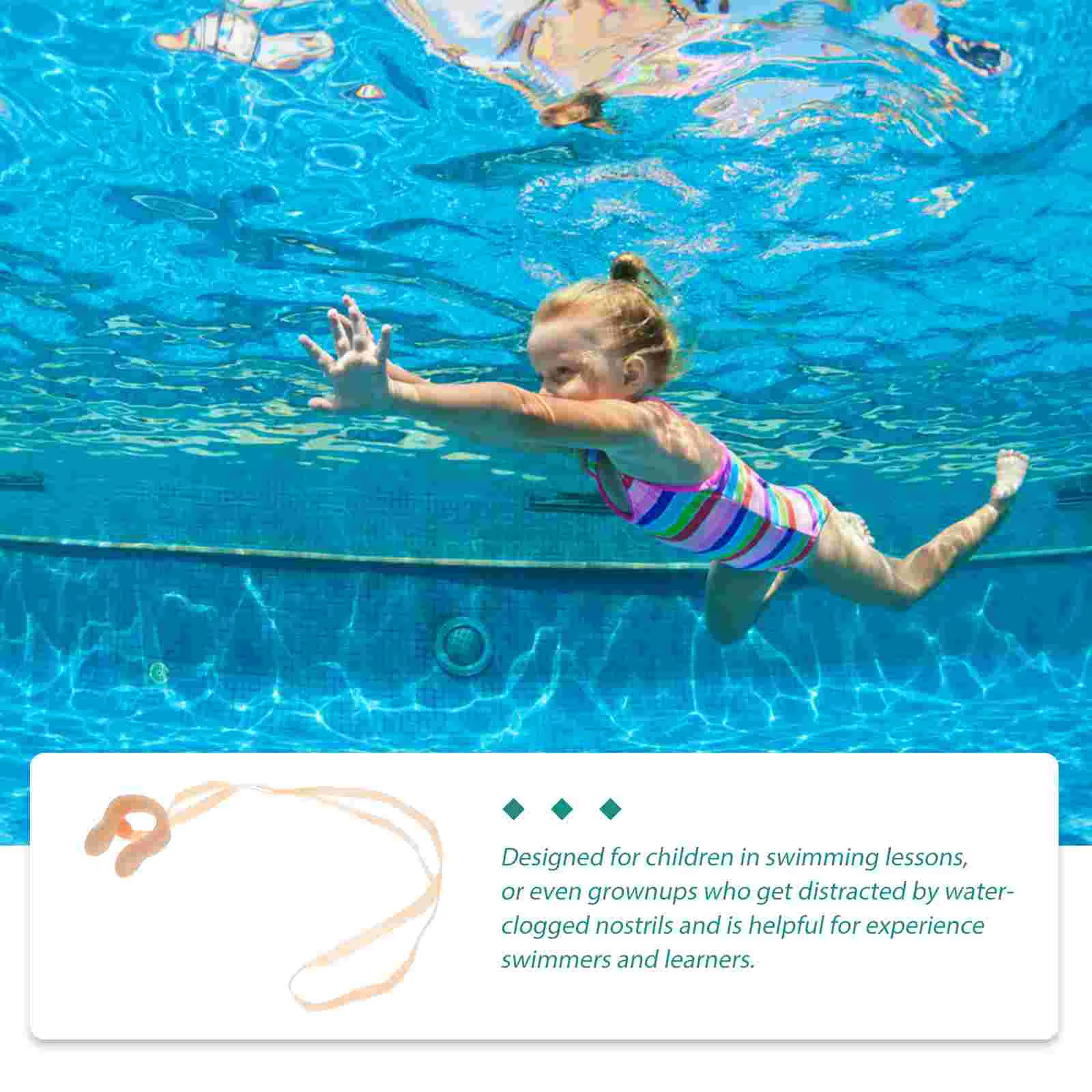 Swimming Nose Clip with String Comfortable Latex Plugs for Kids and Adults