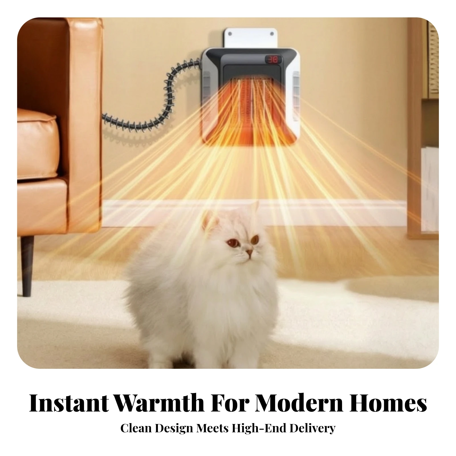 Wall-Mounted Pet Heater Space-Saving Indoor Pet Heater with Digital Display Compact for Pets, Cat Room, Dog House