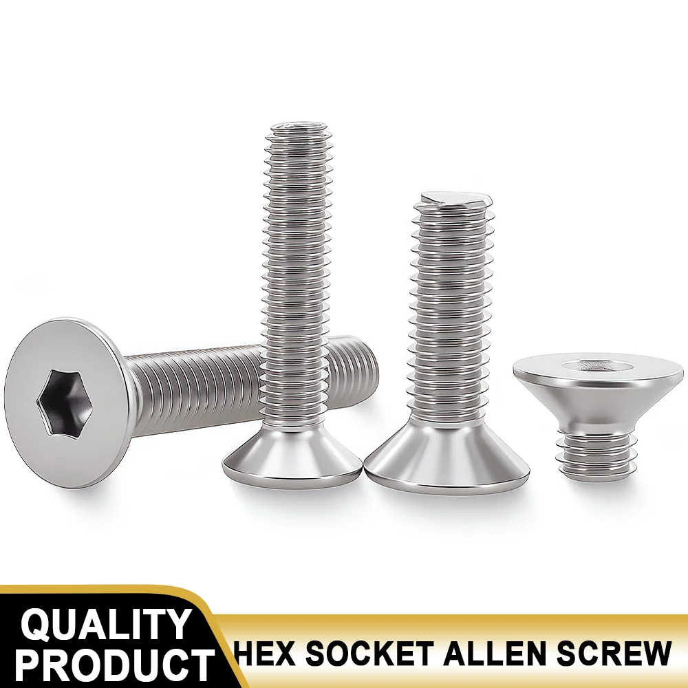 5-50pcs M1.6M2M2.5M3M4M5M6M8M10 Hexagon Hex Socket Countersunk Flat Head Screw  304 Stainless Steel Bolt Allen Thread Screws