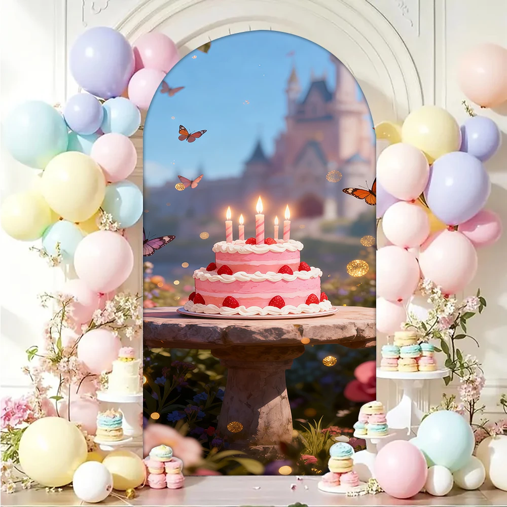 

Disney Castle Beauty Princess Birthday Theme Arch Background Pink Flash Bokeh Girl Birthday Party Chiara Photography Background