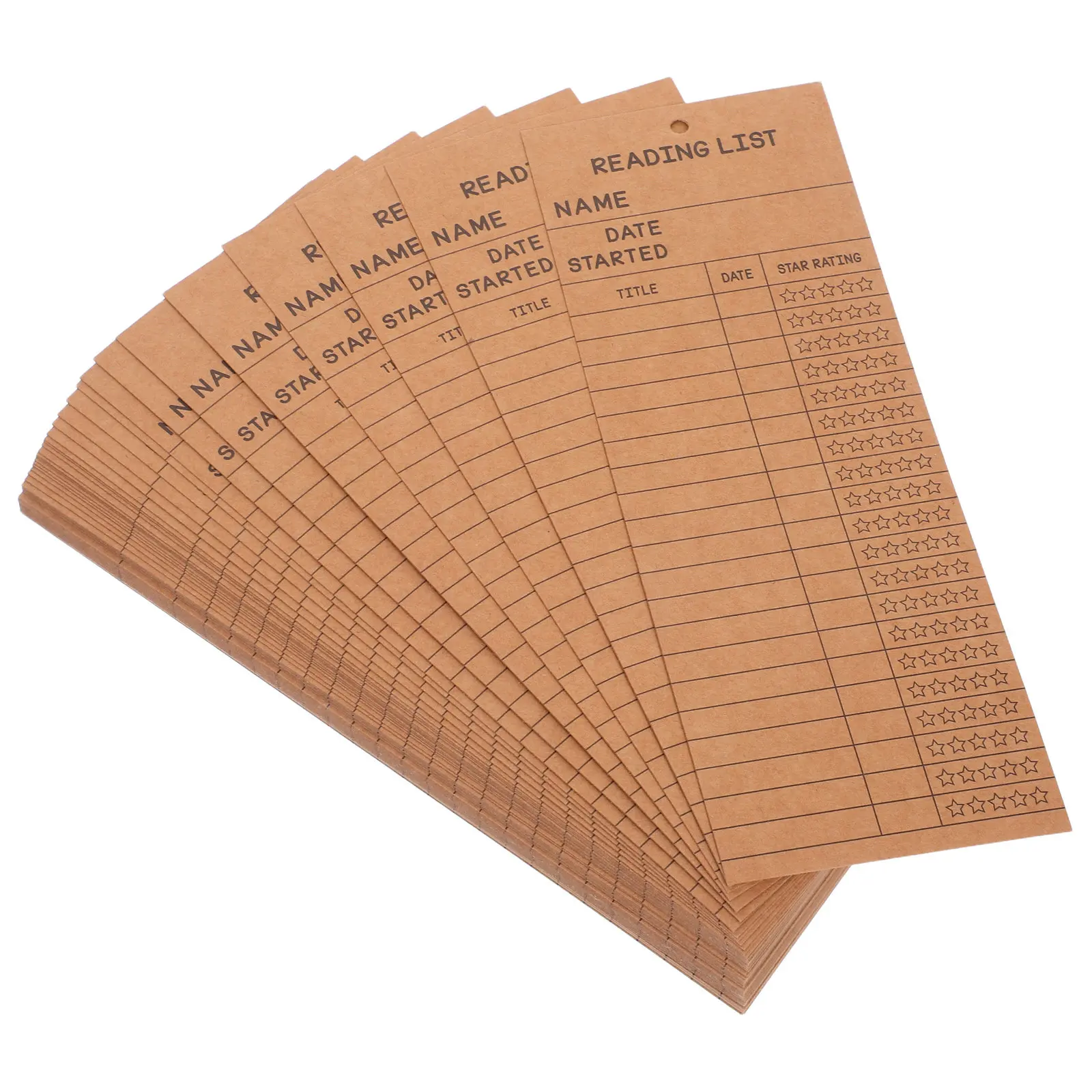50Pcs Reading List Bookmarks Compact Blank Paper Book Tracker Bookmark with Title Date Rating Sections for Schools Offices Homes