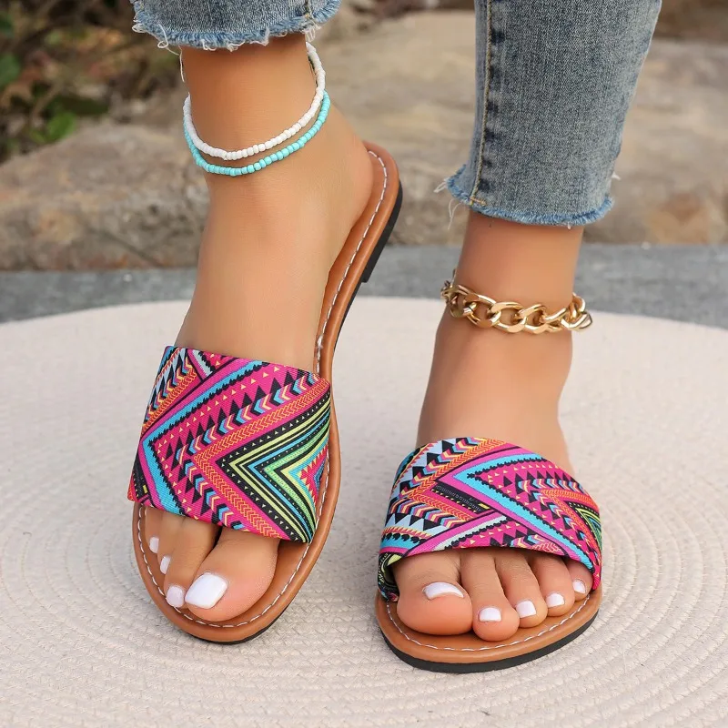 

2025 Fashion Shallow Women's Slippers Casual Colors Modern Slippers Summer Hot Sale Flat Women's Shoes Женская Обувь