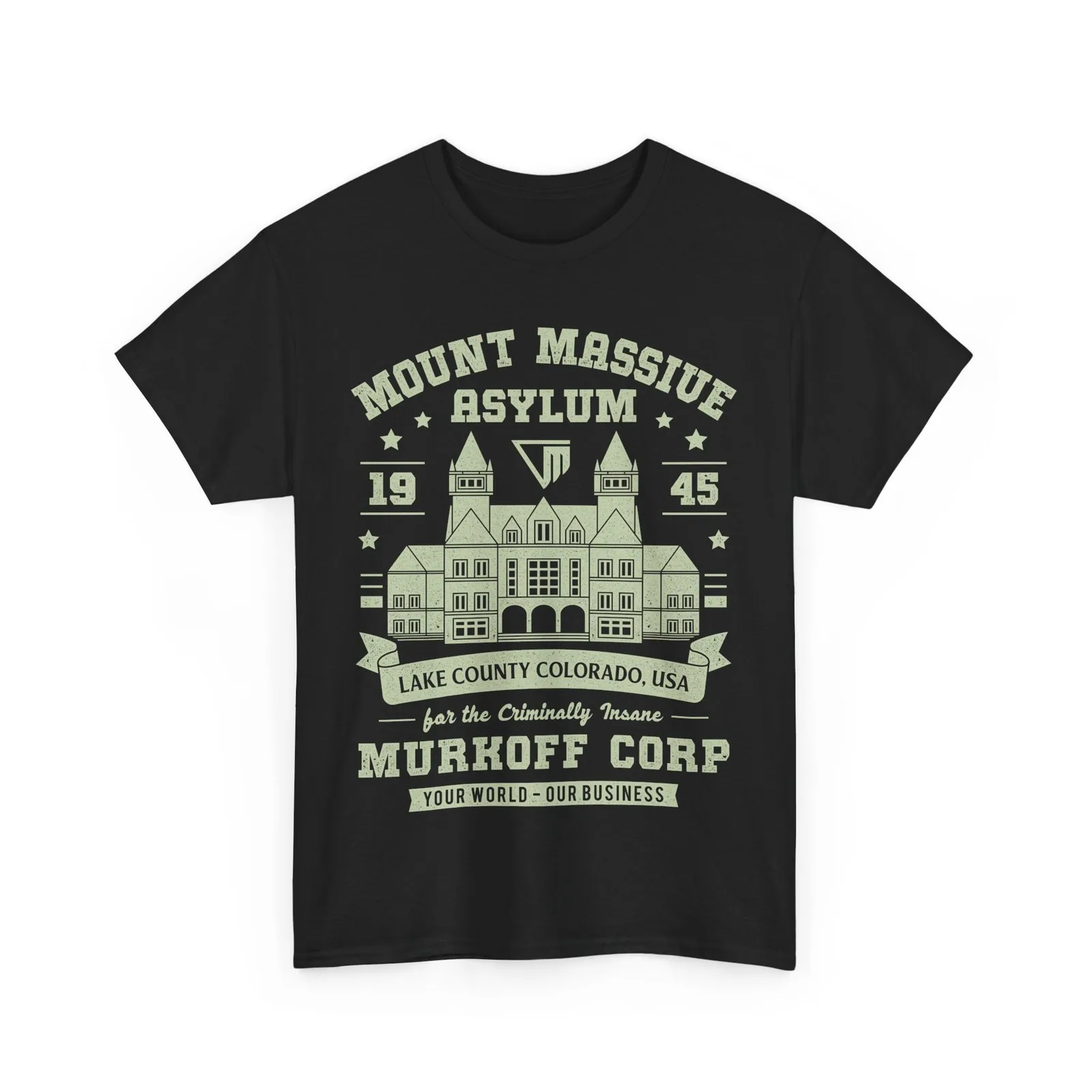 تي شيرت Mount Massive Asylum Vintage للجنسين. لعبة فيديو المحاكمات الخارجية.