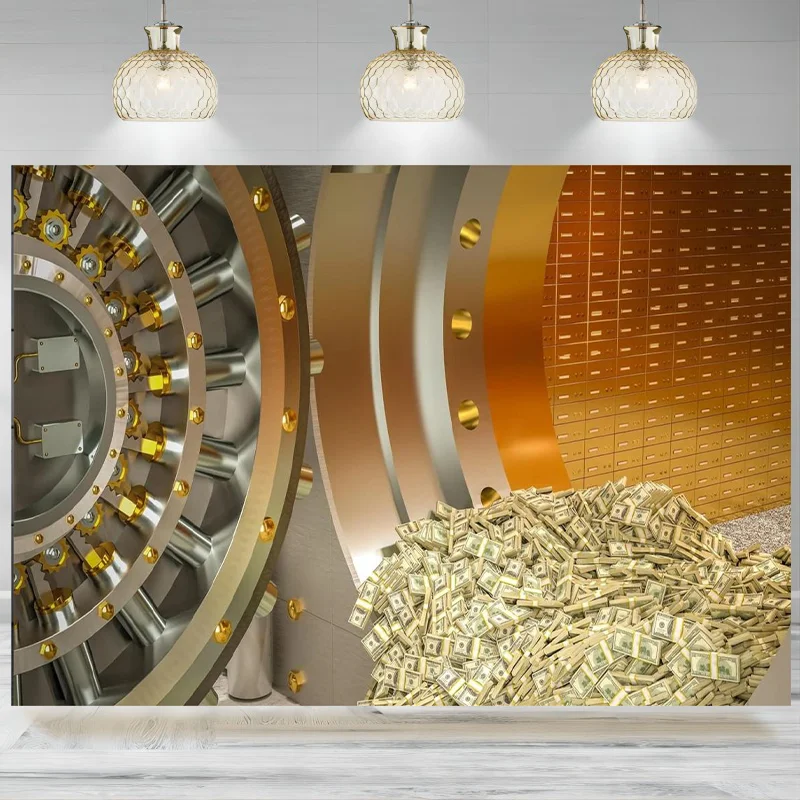 Bank Vault Backdrop Photography Banknotes Dollars Money   Background Bank Robber Party Decorations Banner