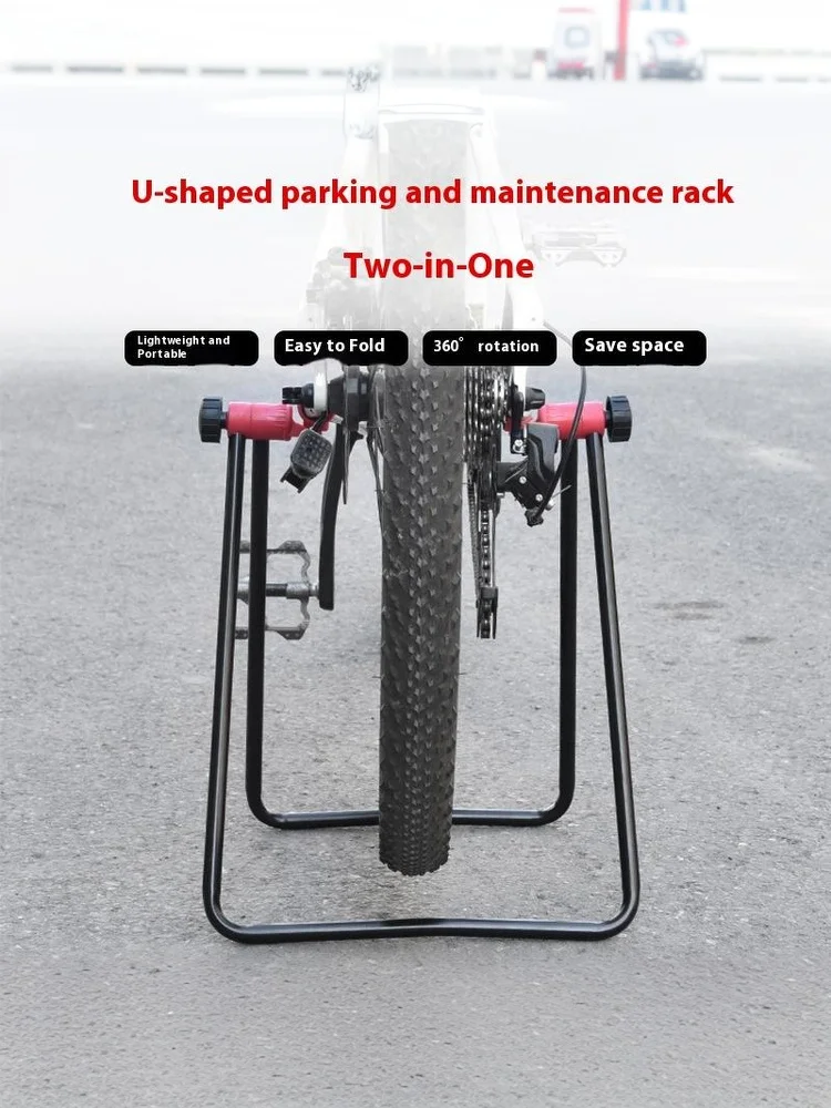 AliExpress NONE 1PC Bike Triangular Vertical Parking Rack Road Bike U-shaped Repair Frame Bicycle Folding Maintenance Stand Cycling 【AliS8】