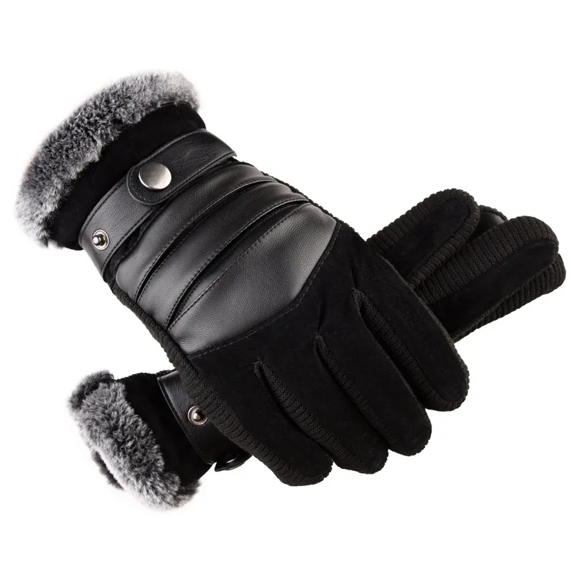 Touch Screen Winter Warm Men's Gloves Leather Casual Gloves For Men Outdoor Sport Full Finger Cycling Riding Motorcycle Glove