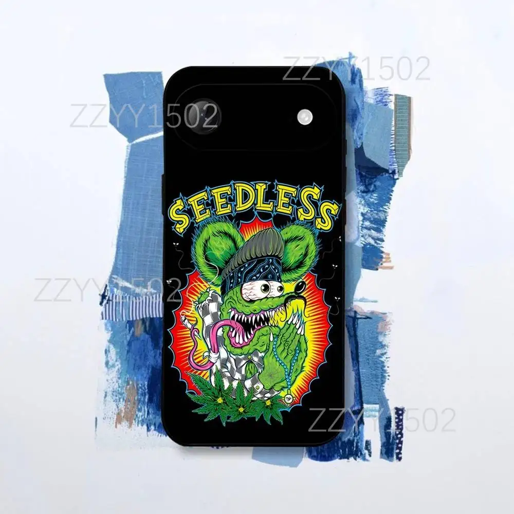 Coque de téléphone Rat Fink pour iPhone 17,16,15,14,13,12,Pro,Max,Plus,E,SE4,Air,Mini coque Funda noire