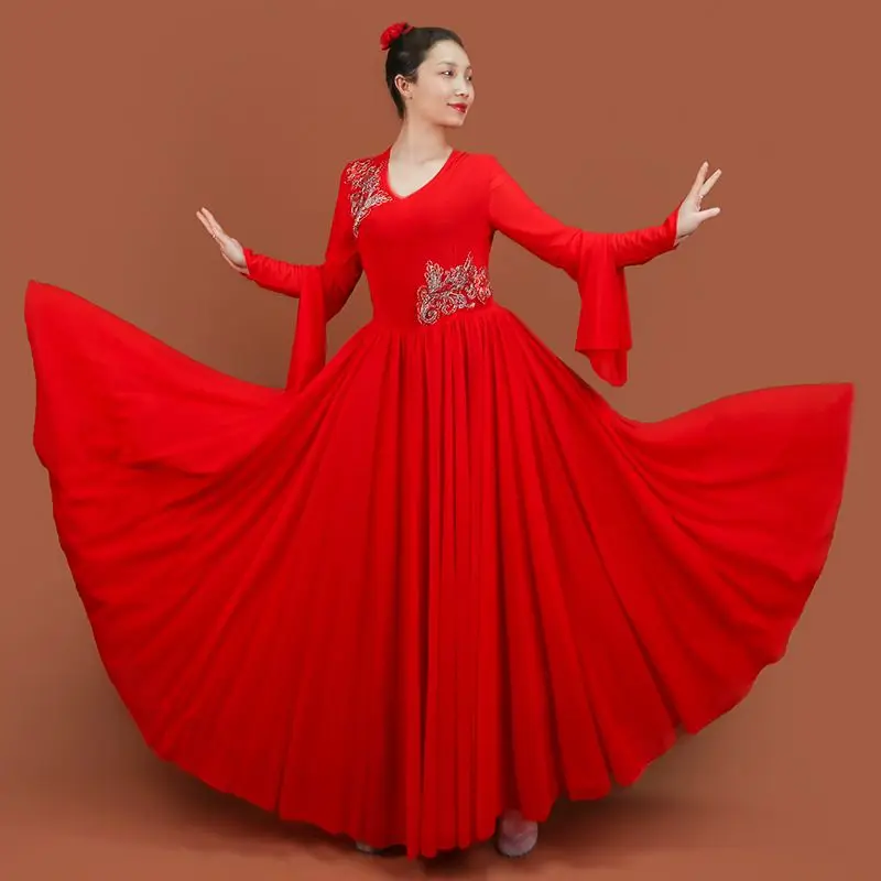 Xinjiang Dance Dress Elegant Banquet Modern Long sleeved Light Luxury Annual Meeting Showcase Elegant Fashion Dress