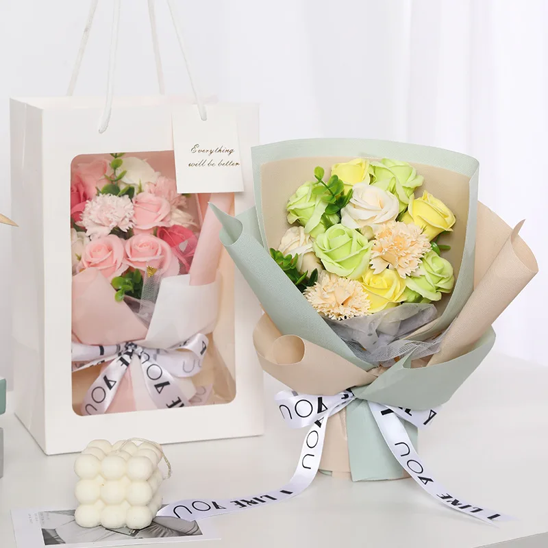 Flores Perfumadas De Sabonete Artificial, Rosa Buquê, Dia Dos Namorados, Presente Do Dia Do Profesor, Ramo De Noiva, Decoraç