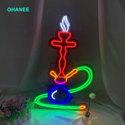 Enseigne au néon LED Hookah, appliques murales sur mesure, fête de mariage, vitrine de magasin, restaurant, décoration d'anniversaire