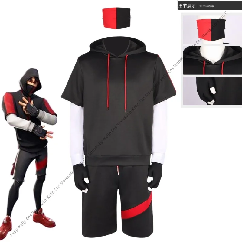 

Royale Ikonik Costumes Cosplay Hoodie Full Set Sports Sweatshirt Suit Outfits for adult Men Top Shorts Golves Halloween Suit