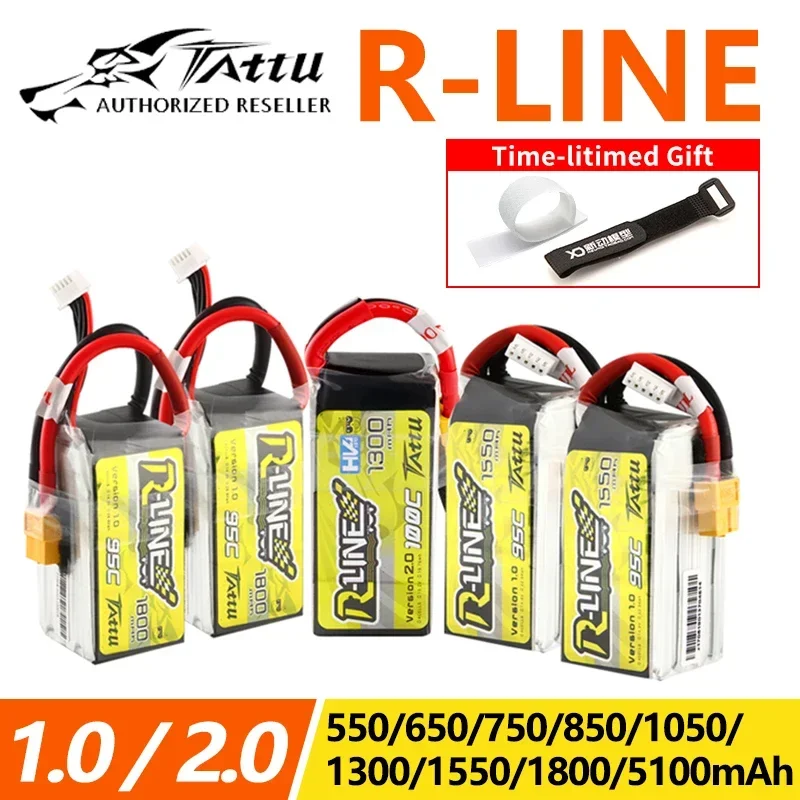 Tattu R-Line Gens Ace 1.0 2.0 LiPo Bateria Recarregável 550/650/750/850/1050/1300/1550/1800mah 95C 3S 4S 6S para RC FPV Racing