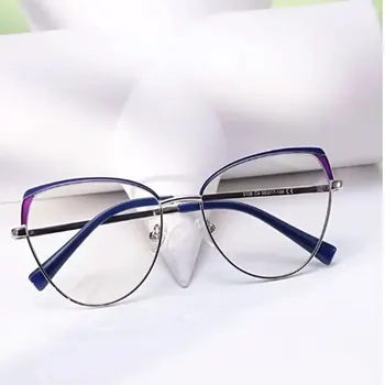 Eyebrow Point Paint Metal Optical Frame With Street Shot English Style Open Flat Light Mirror Womean And Men Glasses
