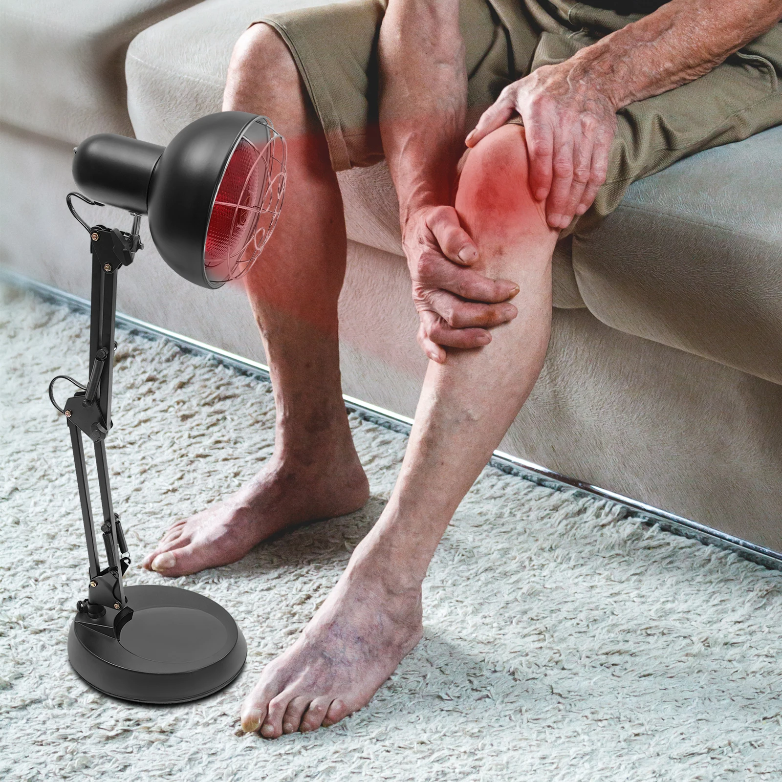 150W Infrarot-Wärmelampe für Zuhause Infrarot-Therapielampe zur Linderung von Muskelschmerzen und Rückenschmerzen Schwarz 65cm – Detail 11