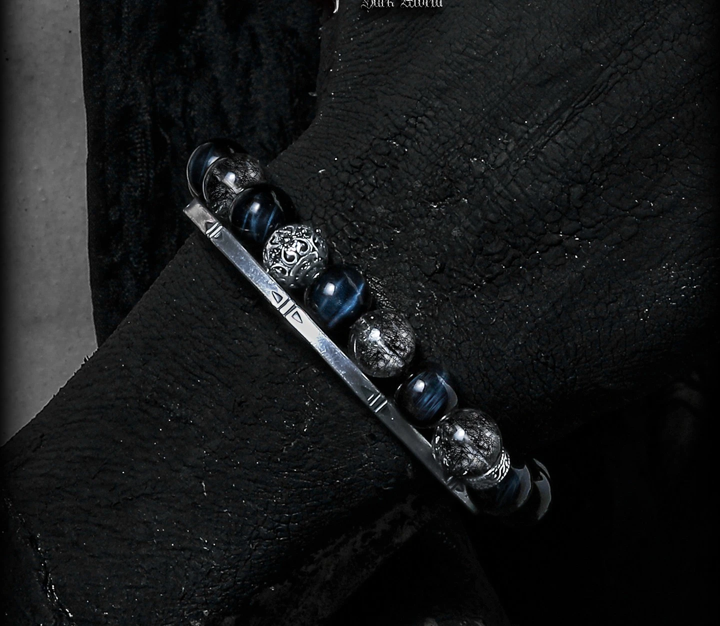 [Exotic Land] Retro Black Hair Crystal Bracelet Men's Lightning Blue Tiger's Eye Bracelet