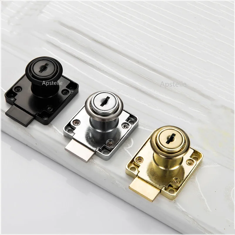 Silver Gold Blcak Wardrobe Locks Cabinet Locks Furniture Cam Locks Drilling with Keys High-grade Desk Drawer Lock 22/32mm