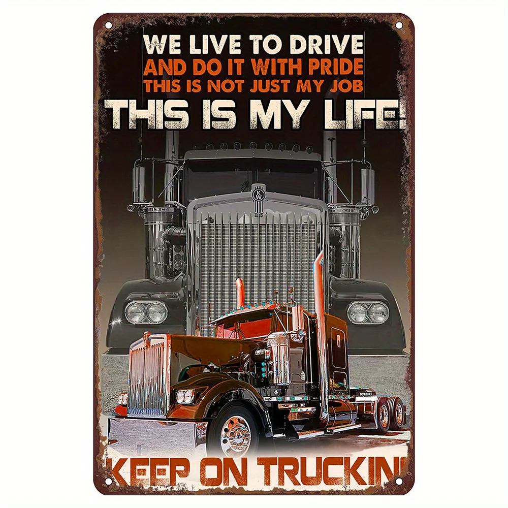 Vintage Truck Metal Wall Art - Rustic Iron Tinplate Sign with 
