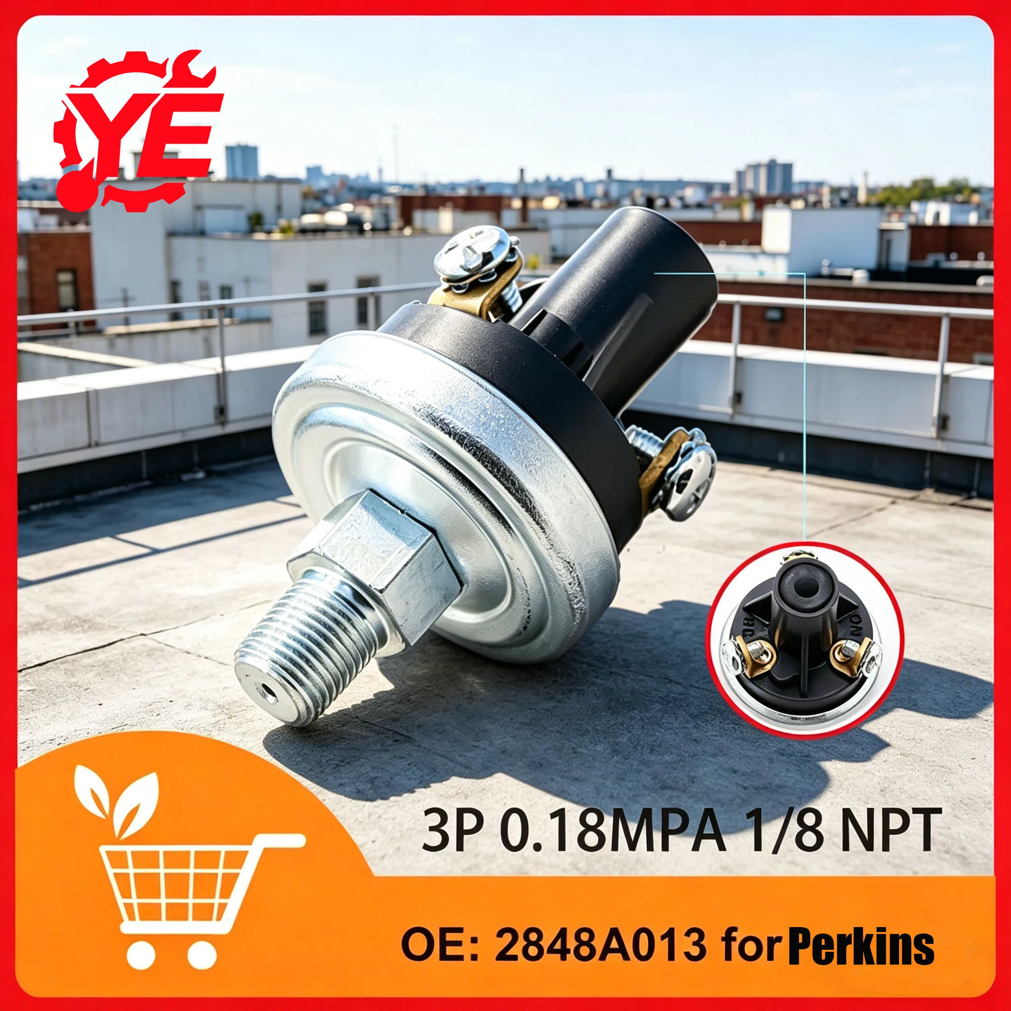 Sensor de Presión de Aceite 3P 0.18MPA 1/8 NPT 2848A013 para Motor Perkins 3.1524 D3.152 T3.1524 1004-40T 1006-60T 1006-60TA