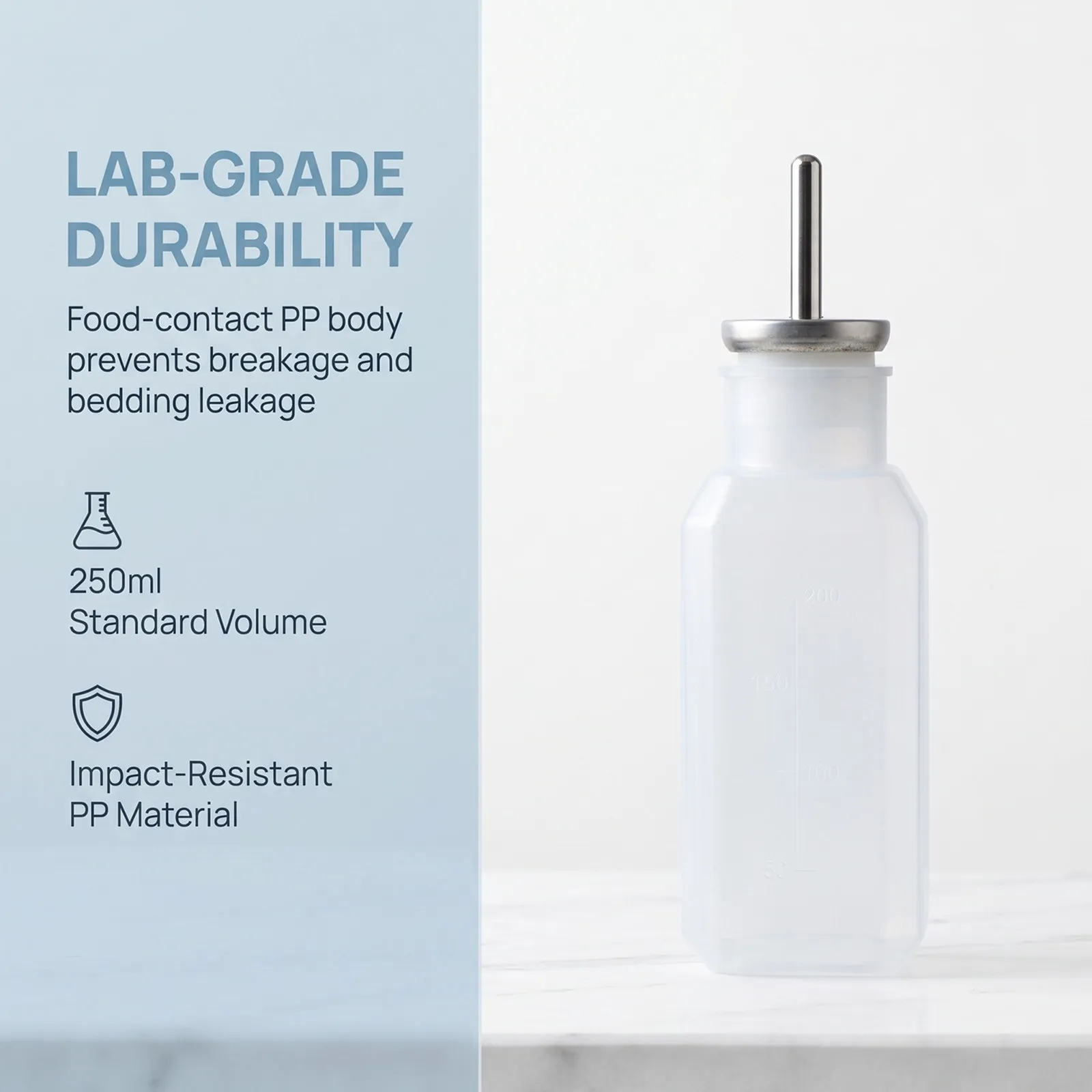 Lab Mouse Water Bottle 250Ml Chew Proof Plastic Spill Proof Stainless Steel Nozzle Cage Mounted Water Dispenser for Lab Rodent
