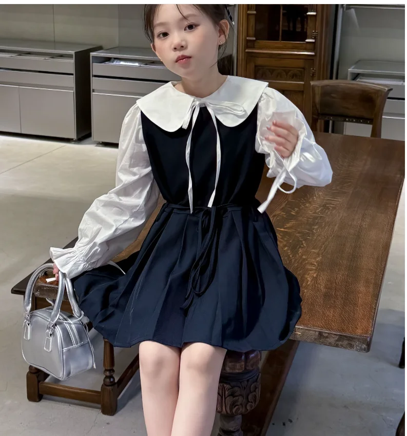 

New Baby Girls Elegant Sets, Blouse + Vest Dress Princess Fashion Suits 3-10 T