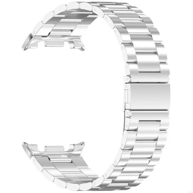 H7JF Stylish Three Bead Steel Band Gym Compatible Metal tiras Três pulseiras aço aço Link Scratchproof para Watch8 Uso