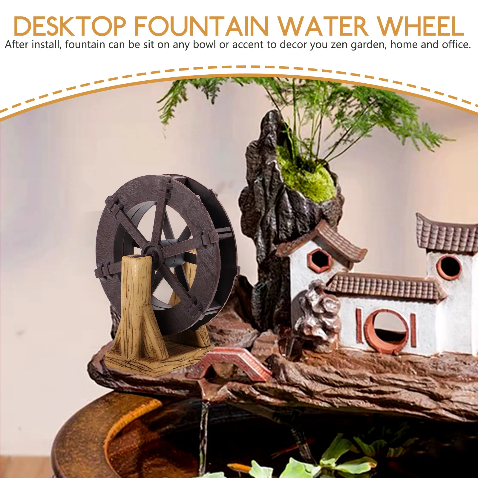 

Diy Fountain Rockery Decor Micro For Zen Garden Home Office Ornamental Fish Pond Replacement Micro Landscape Wheel Simulation