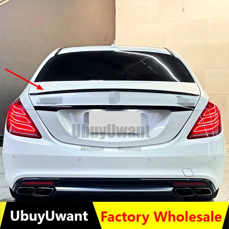 Für Benz S-Klasse W222 4-Türer Limousine 2014+ S350 S400 S450 S500 S600 Carbon-Faser Spoiler BOS-Stil Kofferraumlippe
