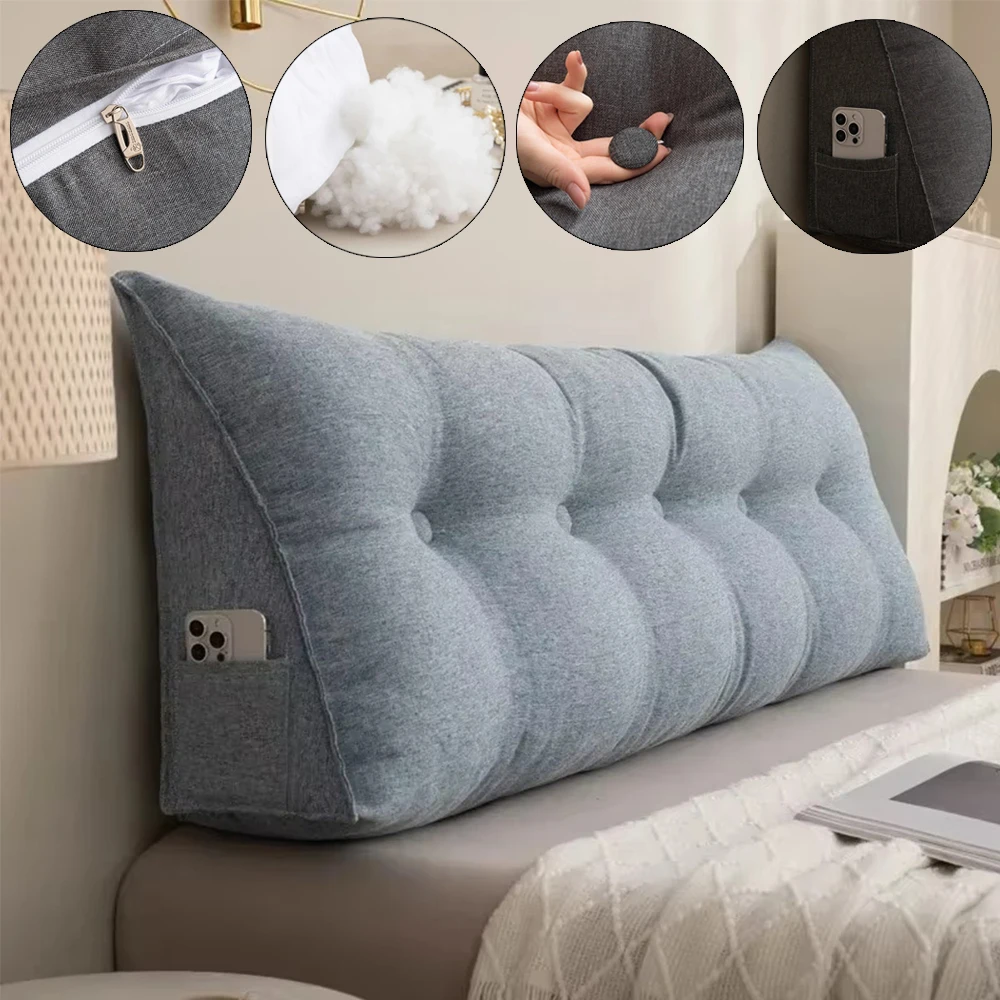 

European Headboard Cushion Triangular Pillow with Filler Removable Reading Backrest Support Wedge Comfort Waist Pillow 침대용 등받이