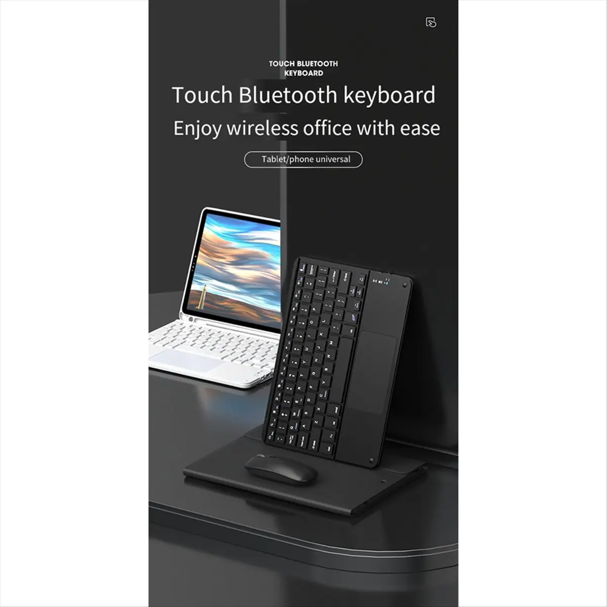 doyou 10inches Touchpad Bluetooth Keyboard Compatible with Windows, IPadOS, Android, and IOS English Pink