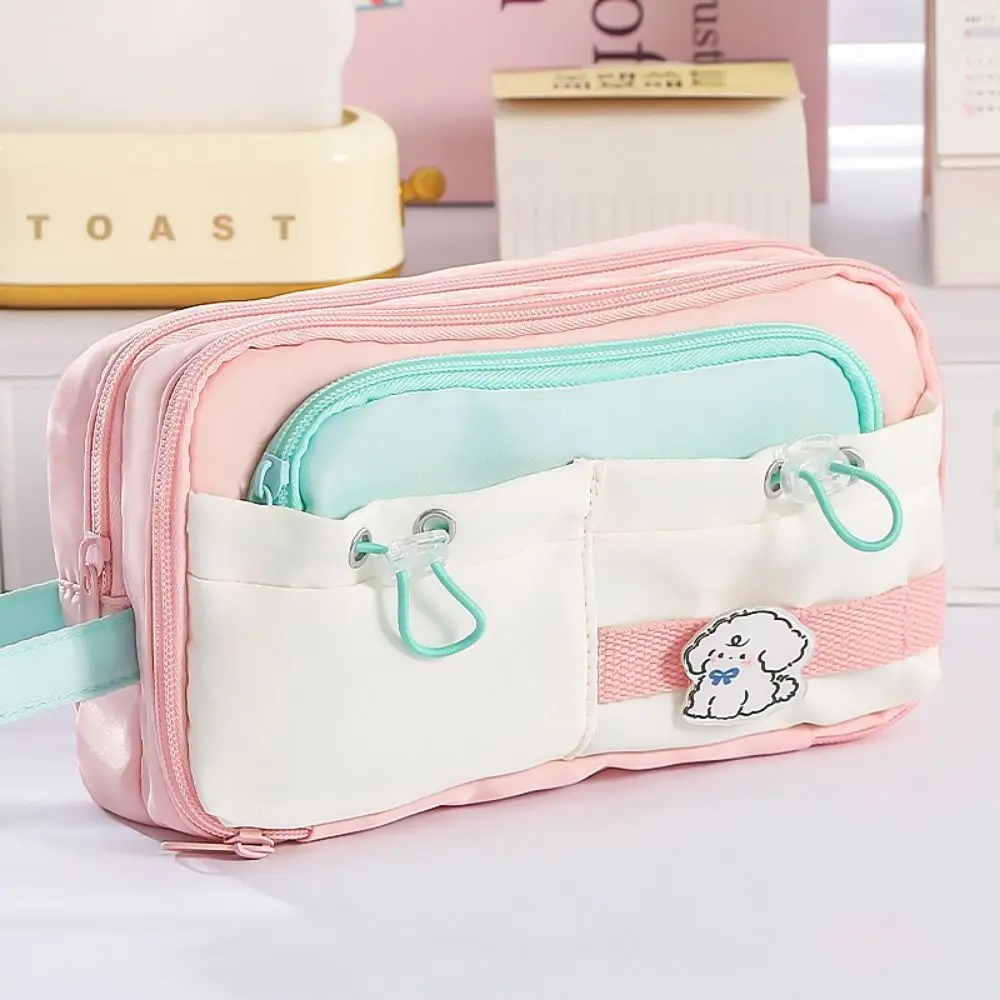 Large Capacity Student Pencil Case Multi-layer INS Cute Pencil Pouch Morandi Color Flip Style Gel Pen Organizer School Supplies