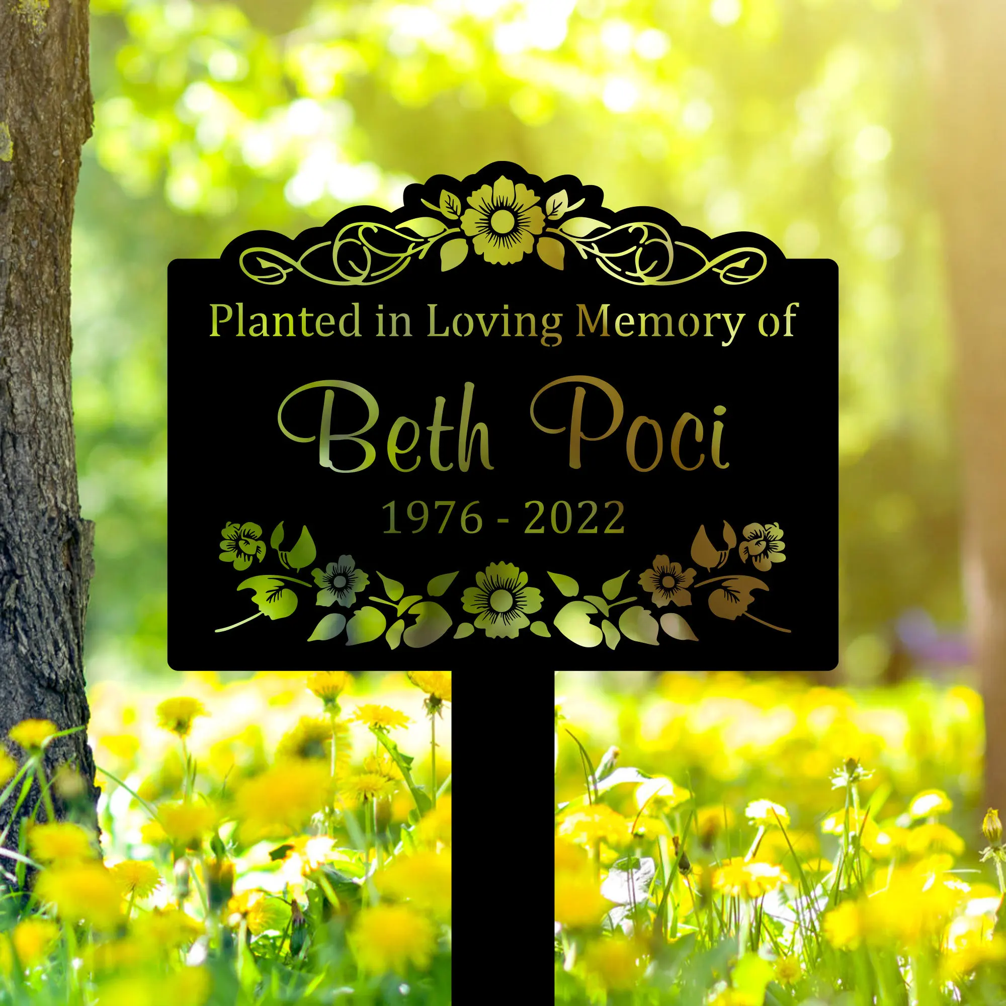 Custom Memorial Tree Sign With Stake Metal Name Plate Metal Memorial Marker Tree Plaque Marker Memorial Marker Metal Garden Mark
