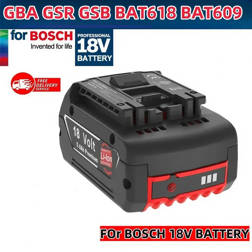 

For Bosch professional 18V 5.0AH Li-ion battery BAT610G+AL1820CV replacement with LED & for Bosch quick charger 14.4V-18V 18650.