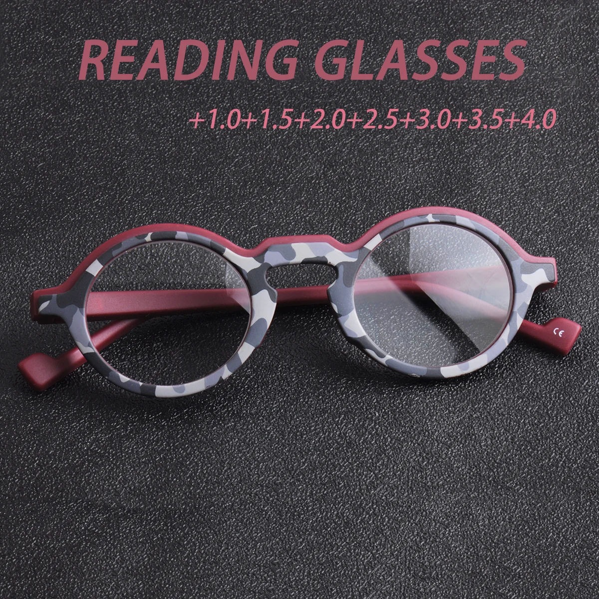 

FYTOO Round Camouflage Reading Glasses Unisex Fashion Readers Lightweight for Daily Home Office w/ Bag Cloth Screwdriver 2172