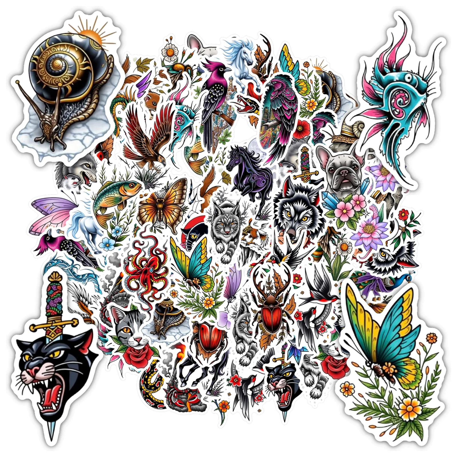 35pcs-50pcs Artistic Fantasy Stickers Fantasy Nature Animal Stickers Fantasy Decals For DIY Phone Guitar Laptop Notebook Guitar