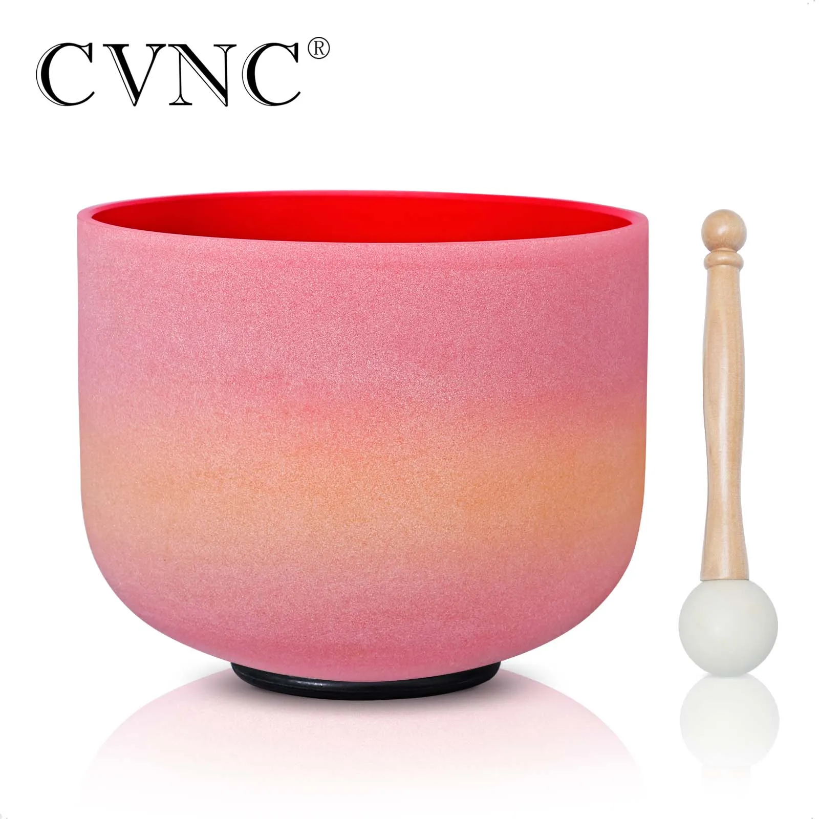 

CVNC 8 Inch C Note Root Chakra Red Rainbow Chakra Frosted Quartz Crystal Singing Bowl for Yoga Sound Healing with Free Mallet