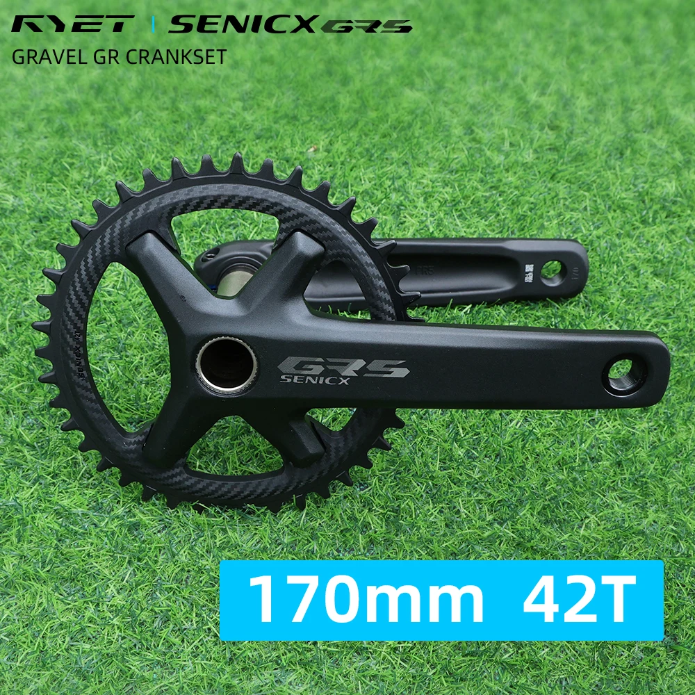

RYET Senicx Gravel Bike Cranksets 24mm Spindle 165/170/172.5/175MM Bicycle Crankset 42T 110BCD 4 Bolts Chainring Cycling Parts