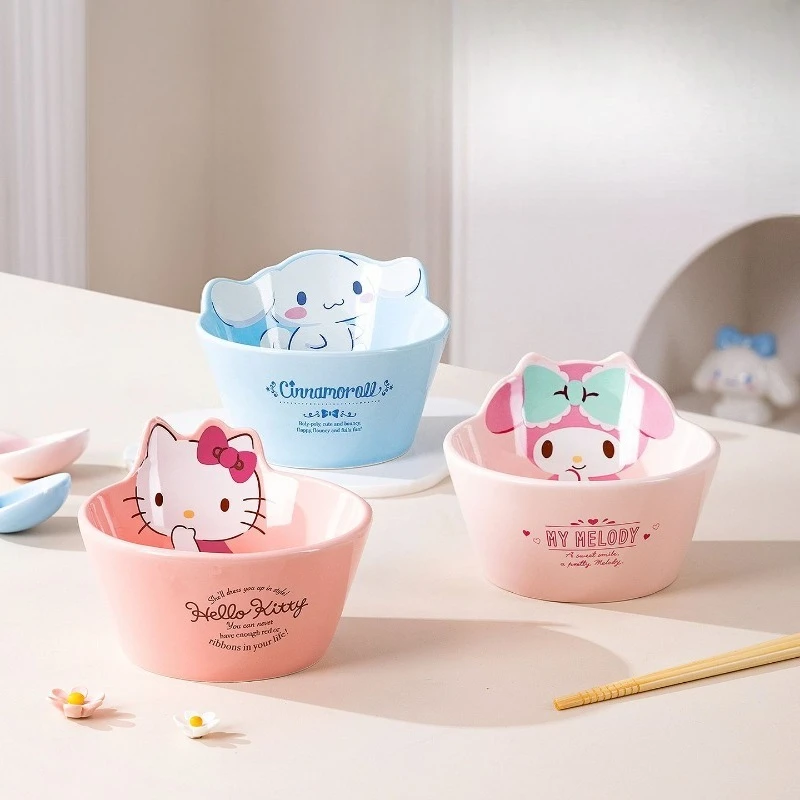 

Новинка 2026: Керамическая миска для риса Sanrio Hello Kitty – милая, красивая, для детей, для домашнего использования, специальная сервизная посуда