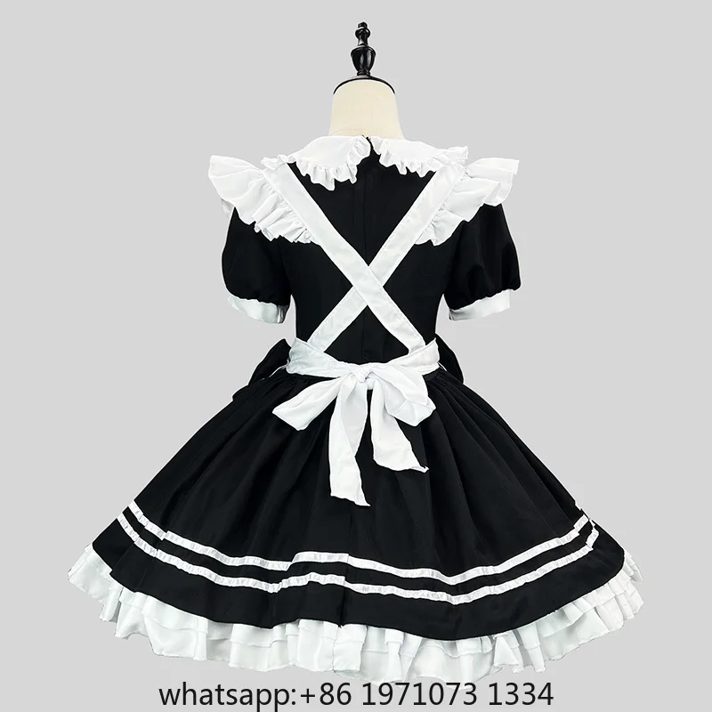 S-5XL Cute Lolita Girl Maid Outfit Black Vintage Suit Anime Cosplay Costume Women Servant Apron Dress Carnival Party Clothing
