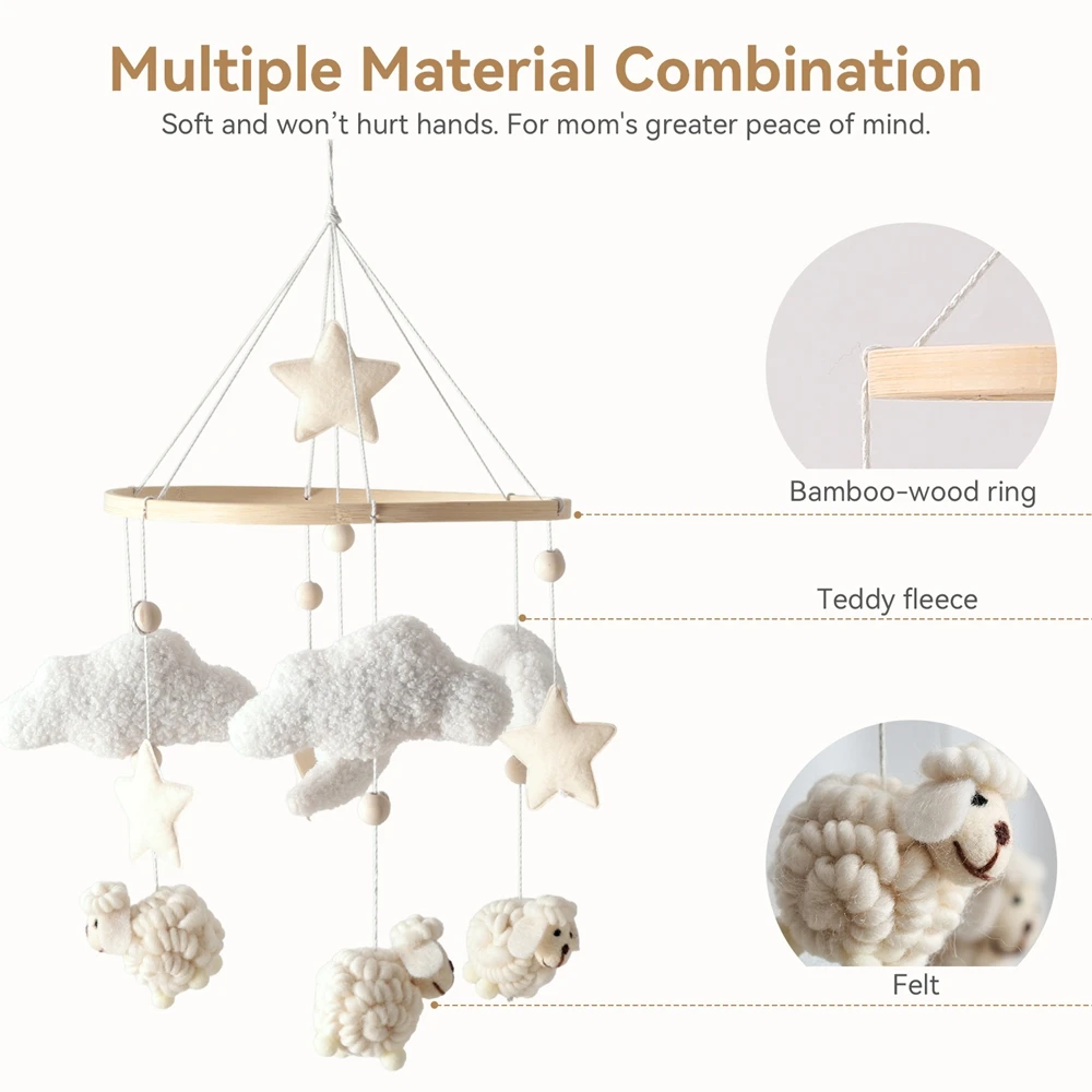 Baby Holz Bett Glocke Halterung Set Neugeborenen Häkeln Bett Glocke Hängen Spielzeug 0-12 Monate Bett Glocke Halterung Holz mobile Baby Rassel Geschenk