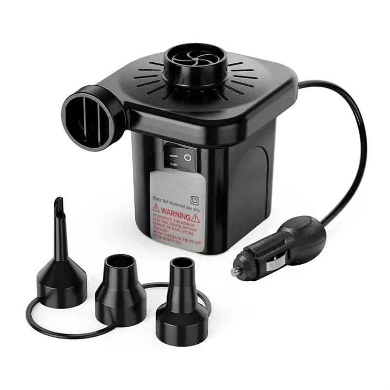 Portable 12V DC electric air pump for inflatable mini inflators with 3 nozzles
