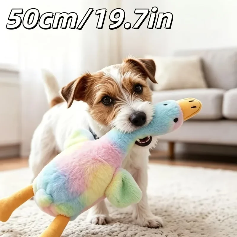 1 Stück 50 cm großes weiches Enten-Plüschtier für Katzen und Hunde, waschbarer Haustierbegleiter für kleine/mittelgroße Haustiere (gestickte Augen + kein Reißverschluss-Design) – Detail 1