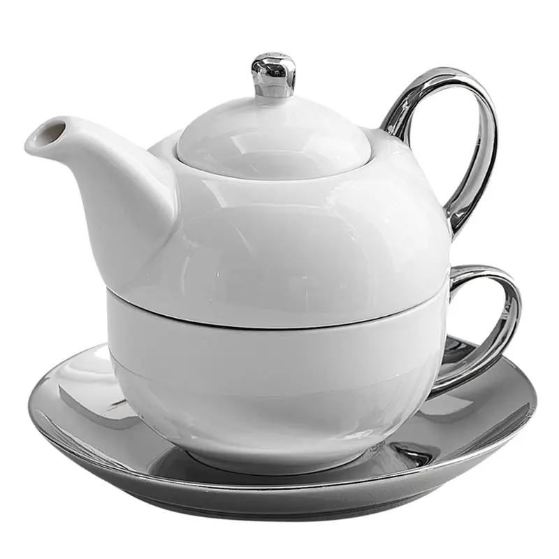 

ABJO-Tea For One Set In White , Includes 450Ml Teapot& 350Ml Coffee Cup With Saucer And Handle