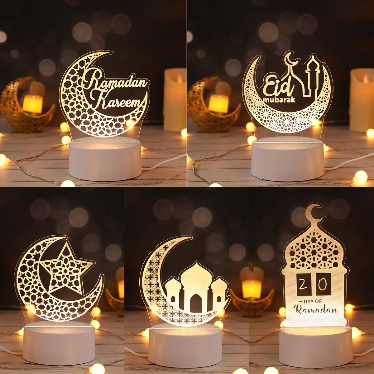 Ramadan Decor LED 3D Acrylic Night Light EID Mubarak Decor 2025 For Home Ramadan Kareem Islamic Muslim Party Eid Al Adha Gifts