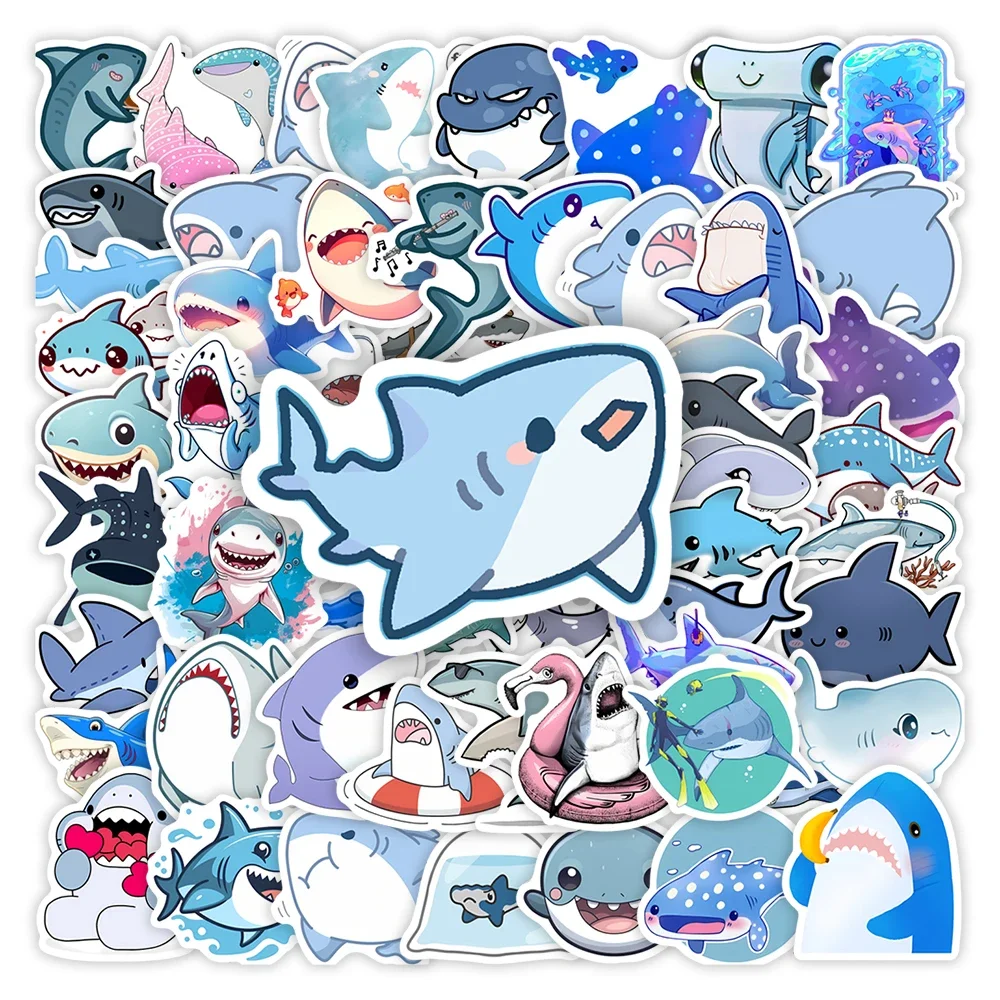 Cute Cartoon Shark naklejki zwierząt DIY zabawki prezentowe wodoodporna naklejka na laptopa księga gości telefon butelki bagażowe dekoracyjne