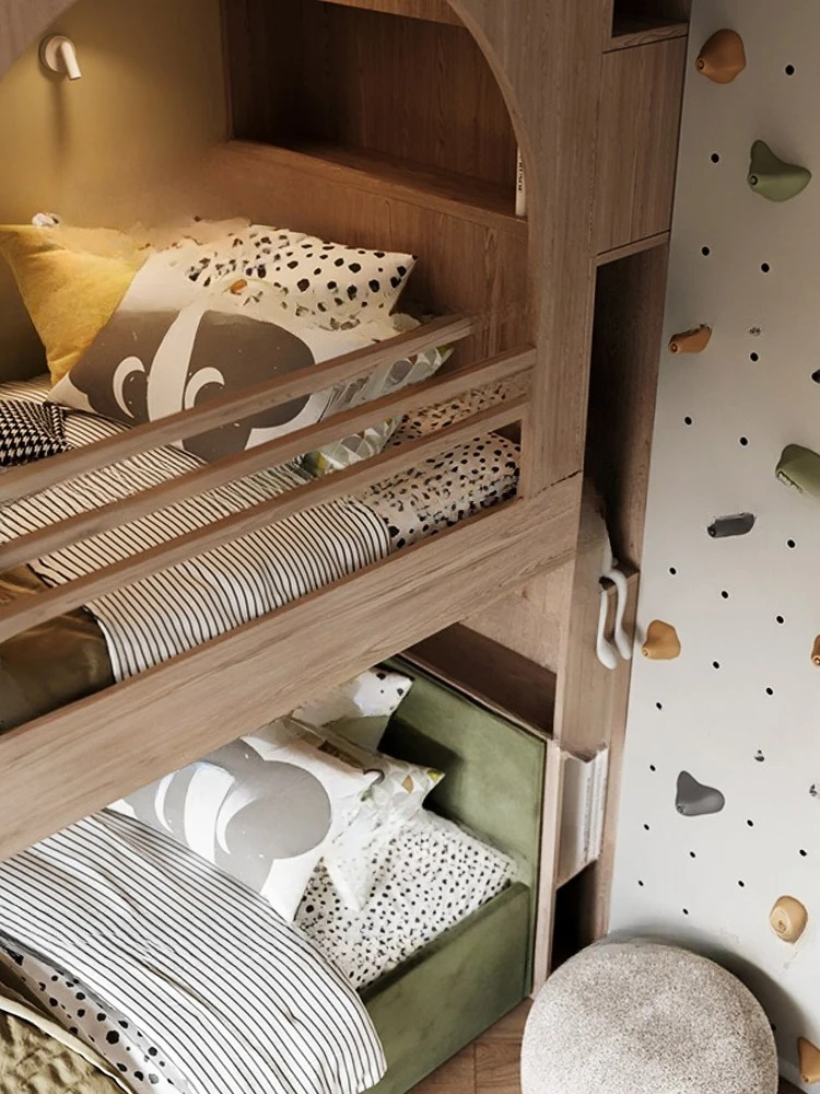 سرير بيت شجرة، سرير خشبي صلب فاخر متعدد الوظائف، سرير علوي لمنزل الألعاب