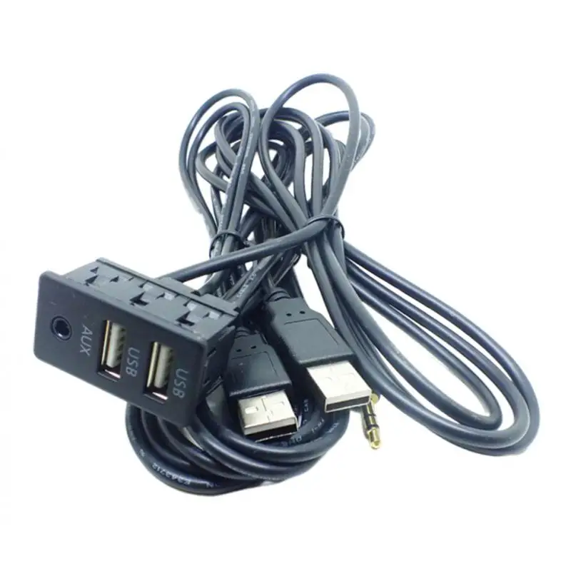 

Черный USB AUX + розетка-адаптер, удлинительный кабель для приборной панели автомобиля