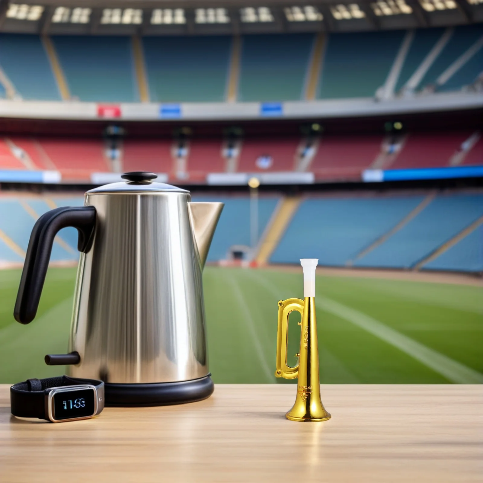 Accessoires de joie en corne en plastique de couleur dorée, 18 pièces, pour jeux de sport, Concerts, célébrations, poignée légère et confortable