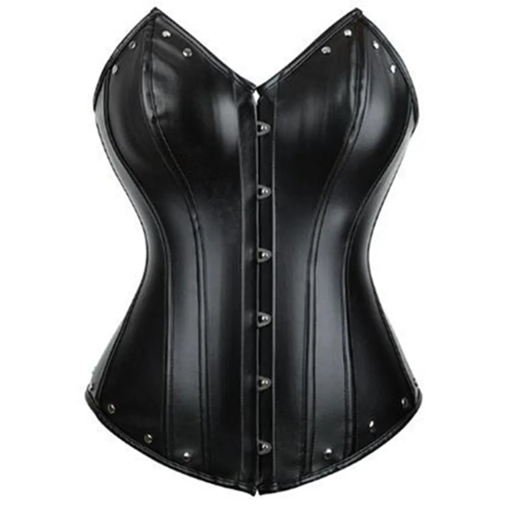 

Women Overbust Corset Steampunk Faux PU Leather Corsets Top Gothic Sexy Lingerie Waist Trainer Body Shaper Waist Cincher